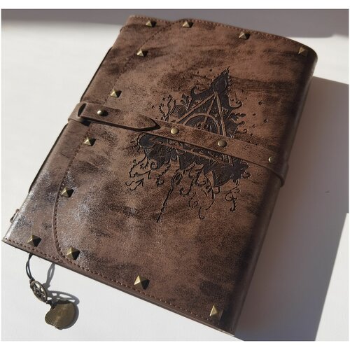 Блокнот Гарри Поттер Дары Смерти, крафтовая бумага, экокожа, тиснение