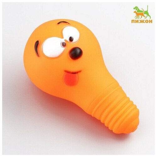 Игрушка пищащая Лампочка для собак, 10,5 x 6 см, оранжевая