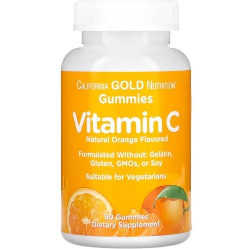 Пастилки California Gold Nutrition Vitamin C жев. вкус апельсин, 180 г, 90 шт.