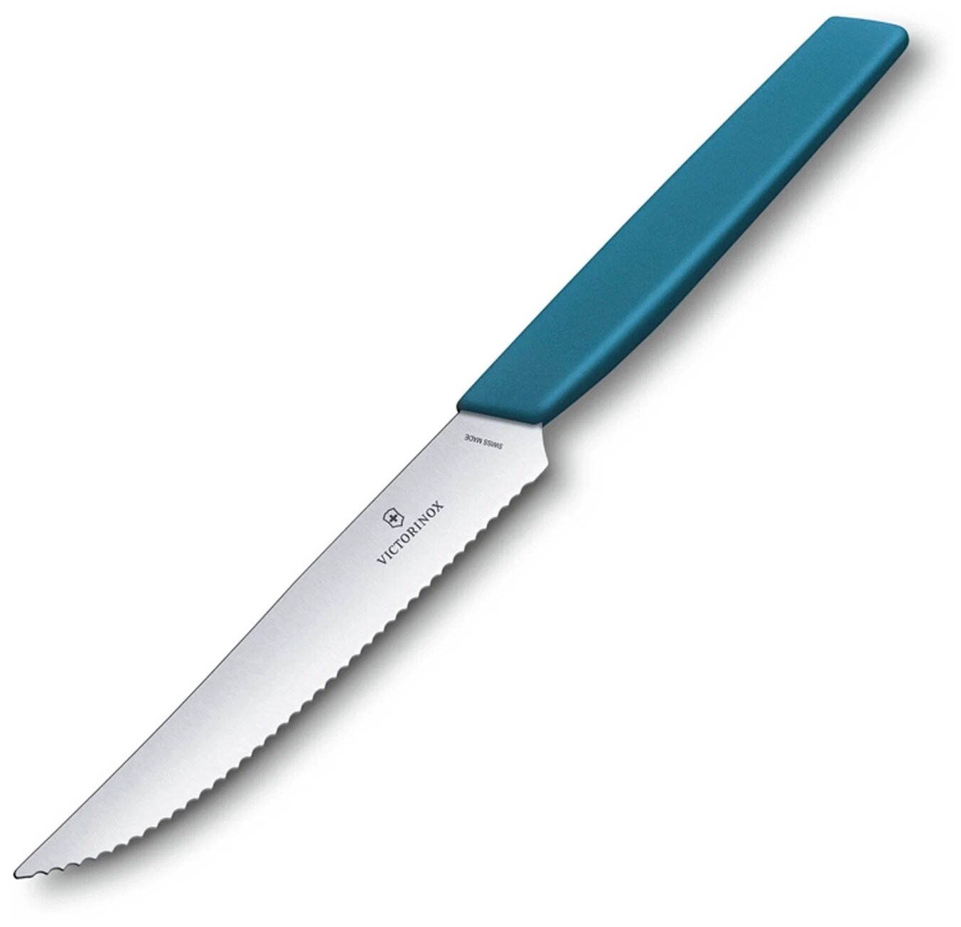 Нож для стейка VICTORINOX Swiss Modern, волнистое лезвие 12 см, васильково-синяя рукоять 6.9006.12W2