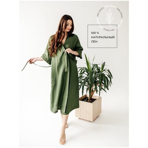 Халат-кимоно ИВАdress, размер 42-46, зеленый халат для беременных прозрачный банный халат длинный тюлевый пышный свадебный сексуальный халат для невесты платье для фотосессии