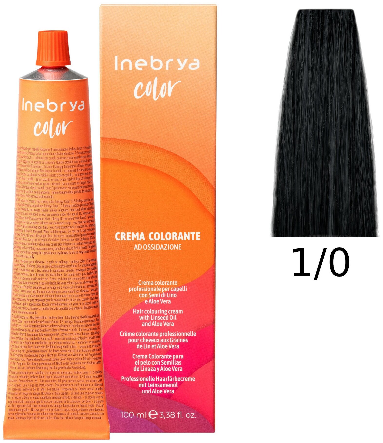 Крем-краска Inebrya Color Professional 1/0 Чёрный Натуральный 100 мл