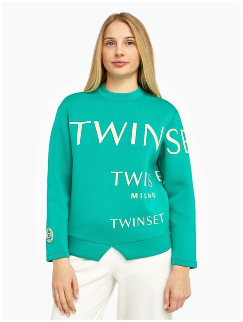 Свитшот Twinset Milano, размер 40, зеленый