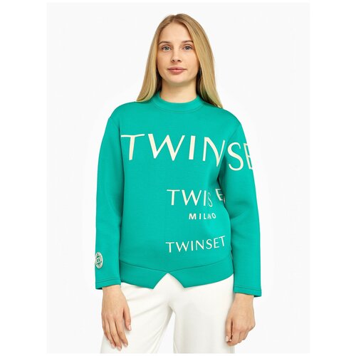 фото Свитшот twinset milano, карманы, размер 40, зеленый