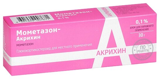 Мометазон-Акрихин крем д/нар.прим., 0.1%, 30 г