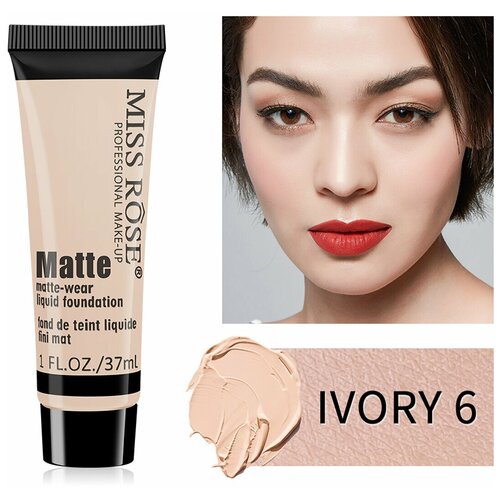 MISS ROSE/Тональный крем устойчивый/тональный крем/тональный крем для лица/маскирует недостатки/Ivory6