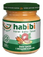 Пюре Habibi филе трески с овощами и рисом (с 8 месяцев) 100 г, 1 шт