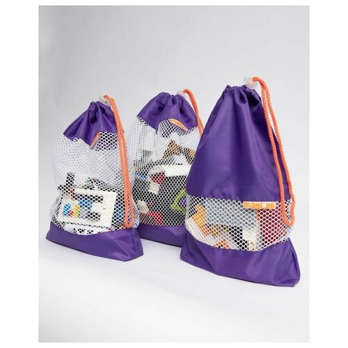 Мешок сетка детский, Manuni, набор из 3 штук разного размера, для одежды, обуви, вещей, игрушек, канцелярии и мелочей