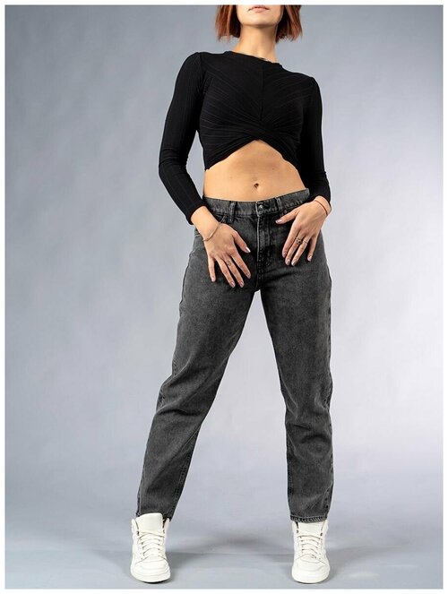 Джинсы  Rubicon jeans, полуприлегающие, средняя посадка, стрейч, размер 44, серый