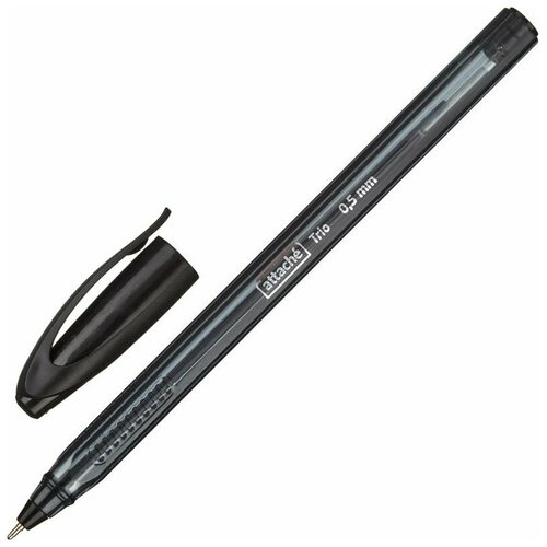 Ручка шариковая черная масляная неавтоматическая Attache Glide Trio 0,5мм, ручки, набор ручек, 12 шт.