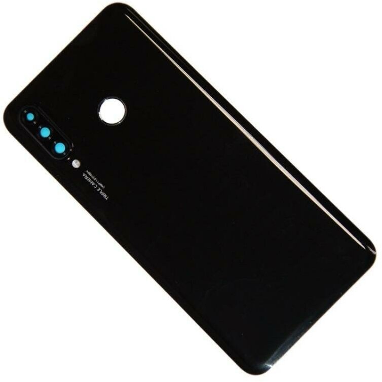 Задняя крышка для Huawei P30 Lite (MAR-LX1M) со стеклом камеры <черный> (OEM)