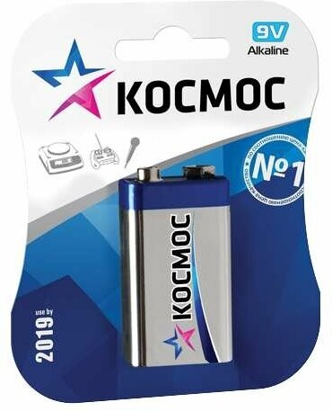 Элемент питания алкалиновый "крона" LR 6LR61 Максимум BP-1 (блист.1шт) Космос KOC6LR61MAX1BL ( 2 упак.)