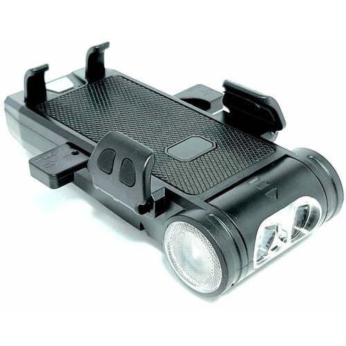 Велосипедный фонарь с держателем для телефона, с встроенным аккумулятором для зарядки смартфона, звуковой сигнал фара с держателем для телефона и сигналом на акумуляторе с зарядкой usb модель fy 319