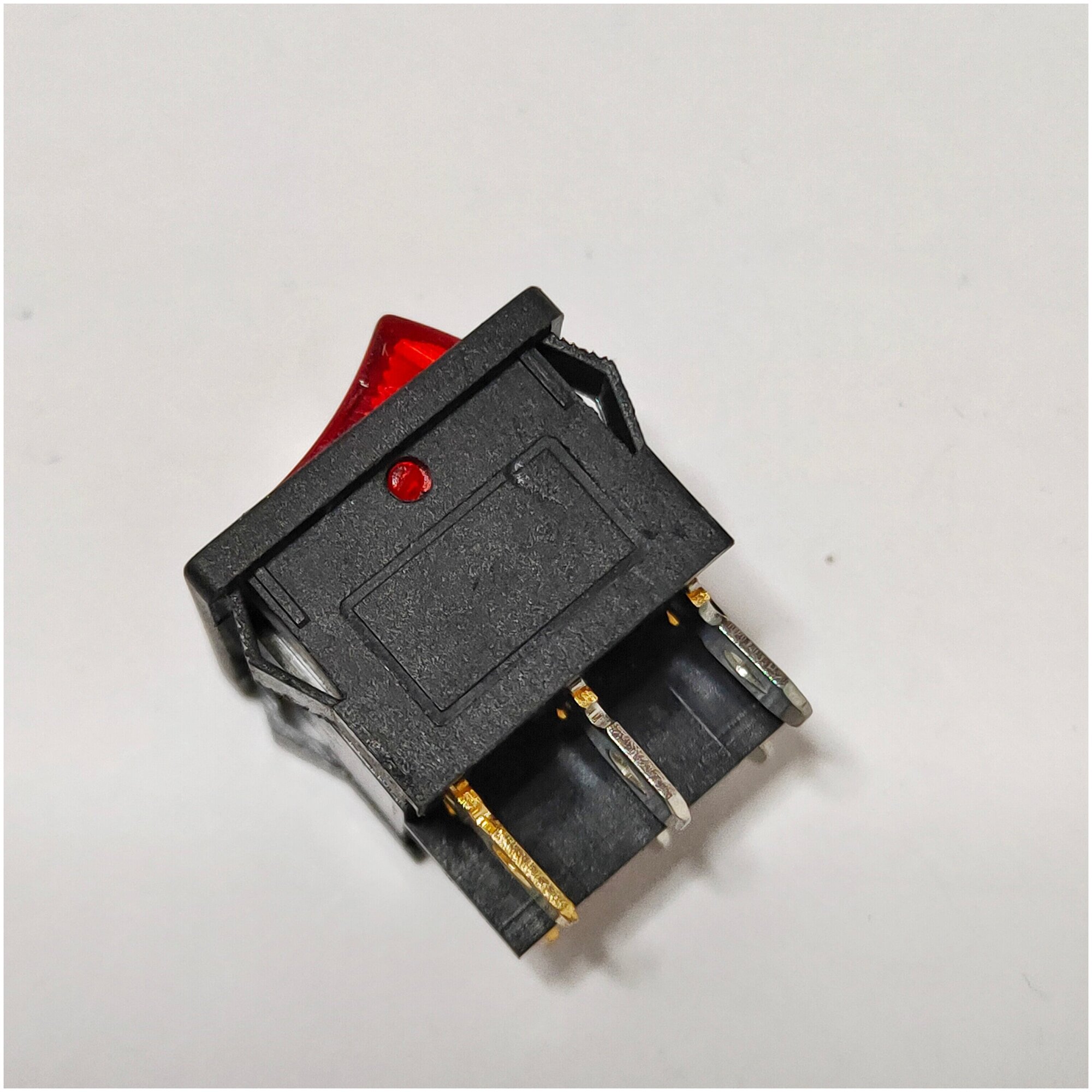 Выключатель клавишный мини двойной подсветка 250V 16А (6с) ON-OFF красный + 6 клемм - фотография № 5