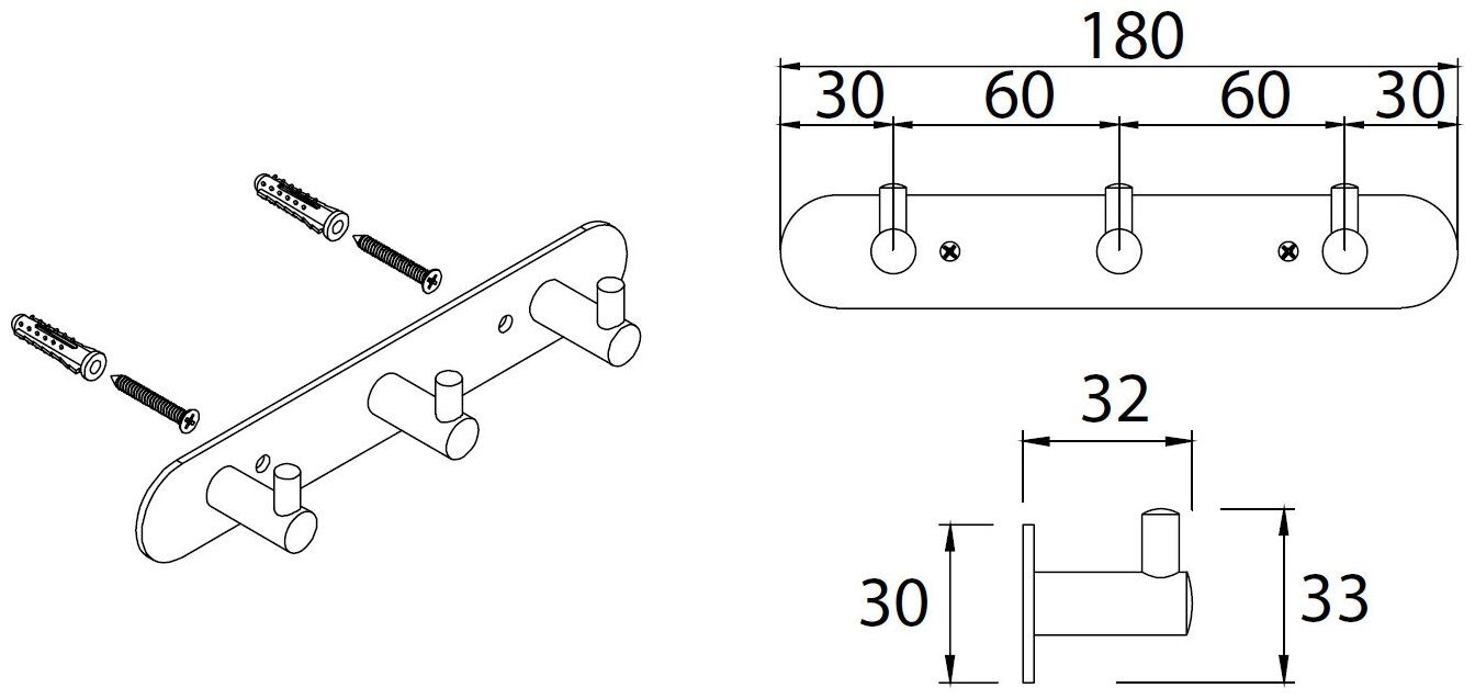 Планка с 3-мя крючками Fixsen Hotel FX-31005-3 - фотография № 9