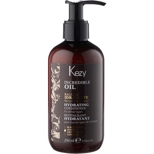 KEZY кондиционер Hydrating Incredible Oil увлажняющий для всех типов волос, 250 мл kezy incredible oil hydrating conditioner кондиционер увлажняющий и разглаживающий 250 мл