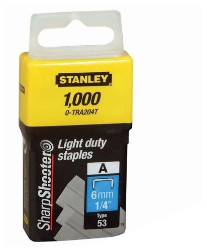 Скобы для степлера Stanley "light duty" тип "a" 6мм/ 1/4"х1000шт 1-tra204t - фотография № 4