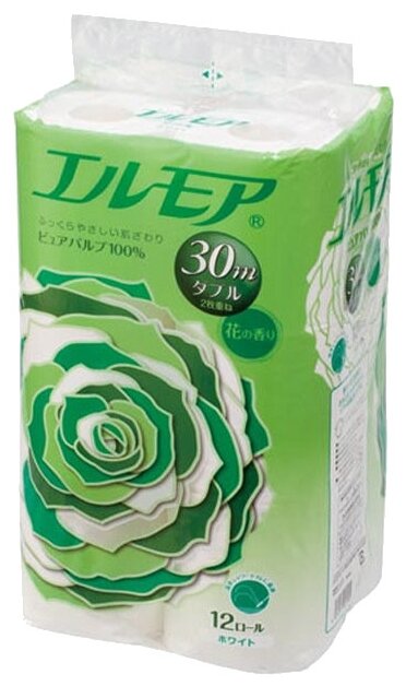 Kami Shodji ELLEMOI Туалетная бумага ароматизированная, двухслойная, 30 метров в рулоне (12 рулонов), Япония