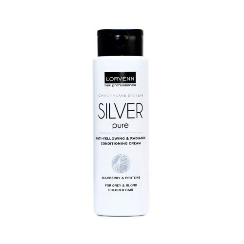 LORVENN Silver Pure Anti-Yellowing & Radiance Conditioning Cream Нейтрализующий крем-кондиционер для седых и блондинистых волос, 300 мл