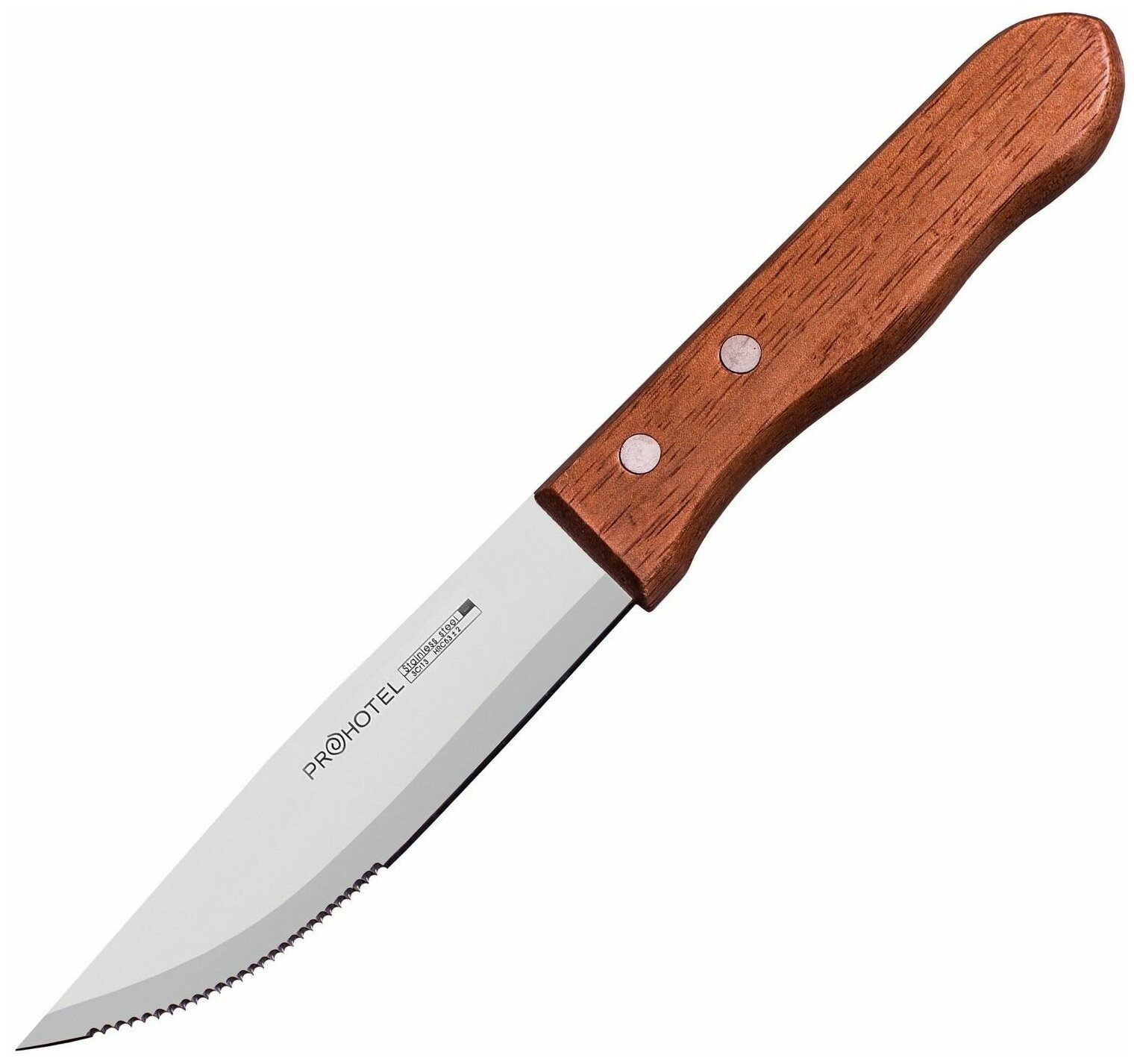 Нож для стейка Prohotel 250/125х27мм, нерж. сталь, дерево