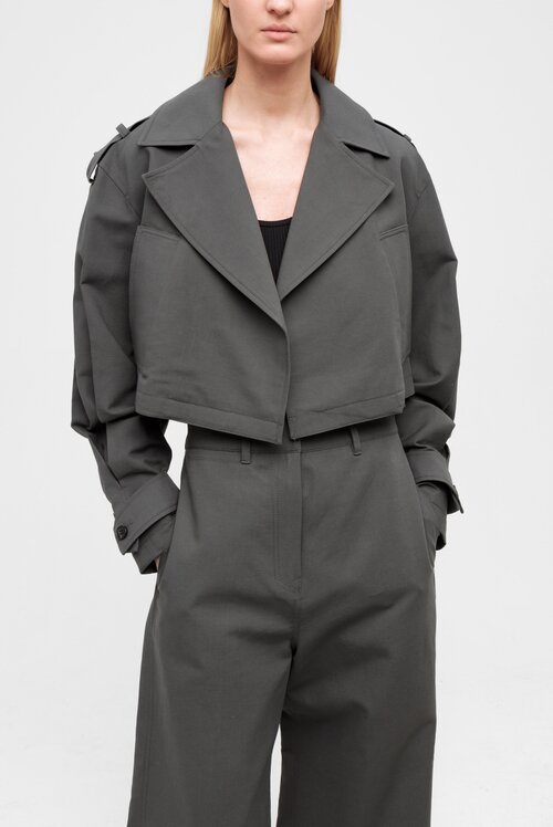 Куртка  LVIR, демисезон/лето, укороченная, силуэт свободный, размер 44, бежевый