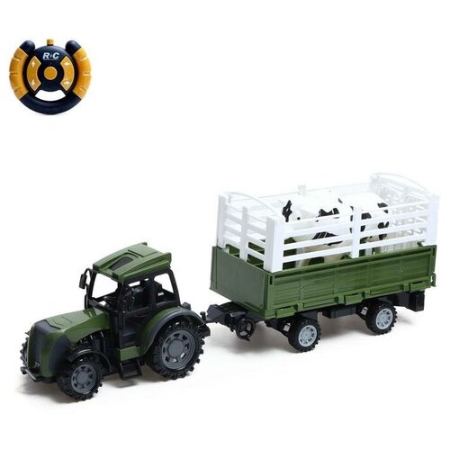 Трактор радиоуправляемый Фермер, с прицепом и животным, работает от батареек, микс (1 шт.)