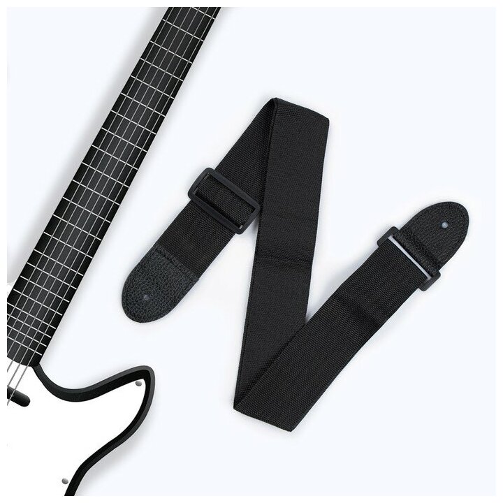 Ремень для гитары Music Life черный, длина 60-110 см, ширина 5 см