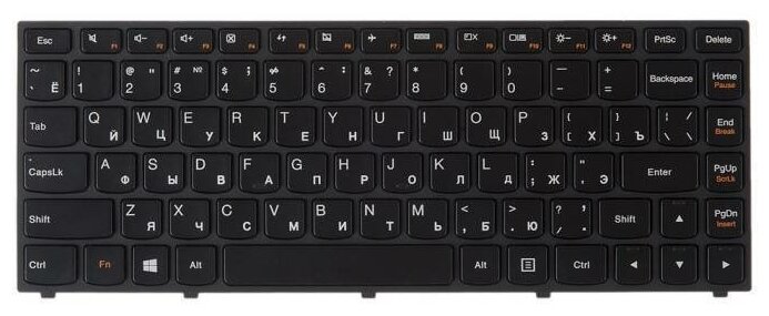 Клавиатура для ноутбука Lenovo Yoga 13 черная с черной рамкой