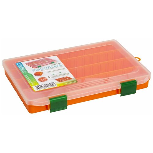 рыболовная коробка для аксессуаров односторонняя с настраиваемыми ячейками оранжевая Коробка рыболовная для приманок Fisherbox 220 (22х16х02) оранжевая