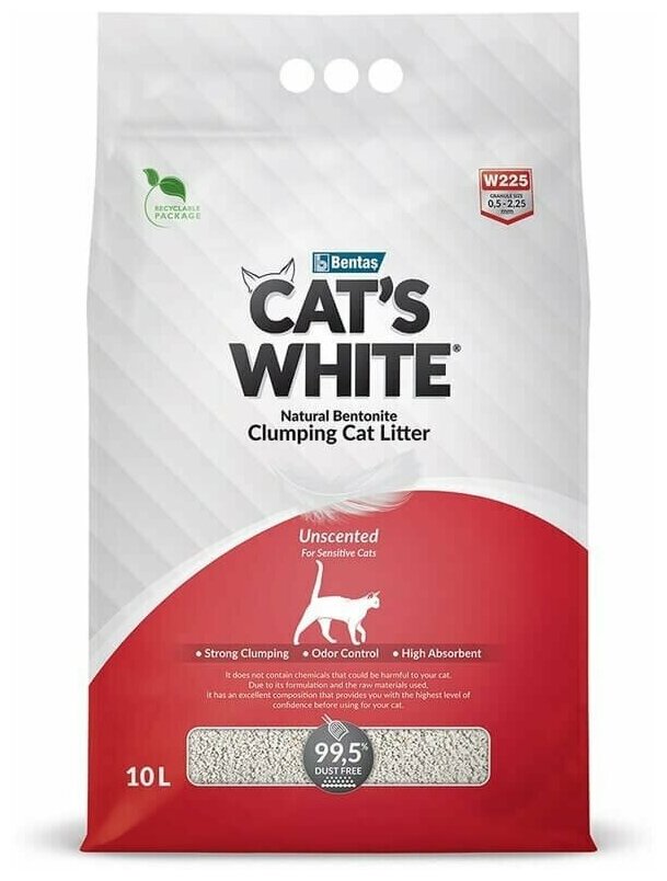 Комкующийся наполнитель Cat's White Natural натуральный без ароматизатора для кошачьего туалета (20л) - фотография № 12