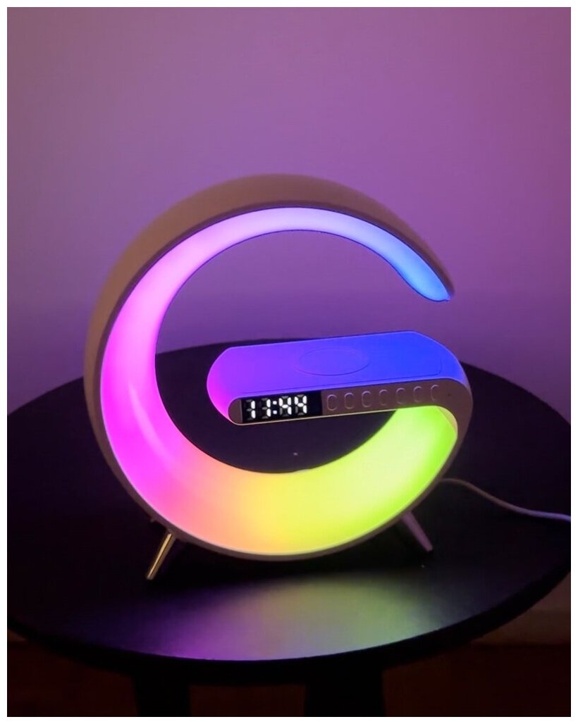 Умная колонка RGB Smart Light Sound Machine, луна, белая - фотография № 11