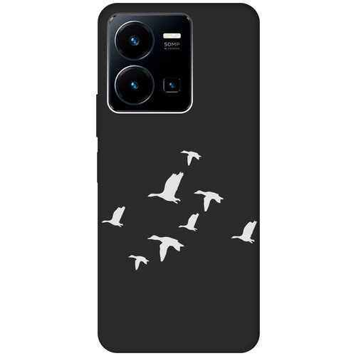 Матовый Soft Touch силиконовый чехол на Vivo Y35, Виво У35 с 3D принтом Flock of Ducks W черный матовый soft touch силиконовый чехол на vivo y16 виво у16 с 3d принтом flock of ducks w черный