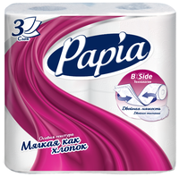Туалетная бумага Papia белая трёхслойная 4 шт.