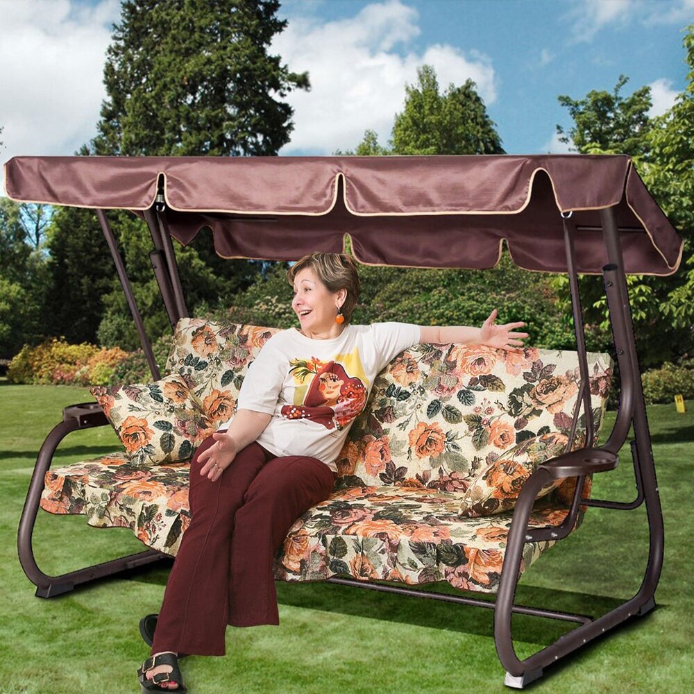 Матрас-подушка для садовых качелей "Цветение", 180*60 см, поликоттон/оксфорд - фотография № 2