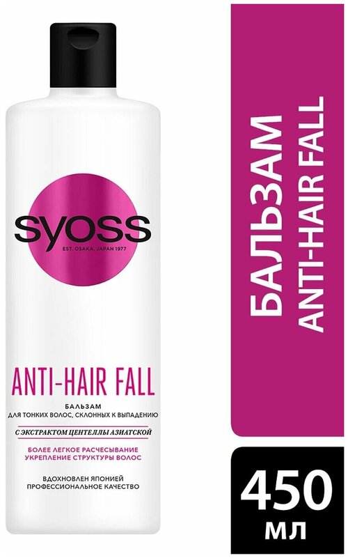 Бальзам для волос Syoss Anti-Hair Fall для тонких волос склонных к выпадению 450мл 3 шт