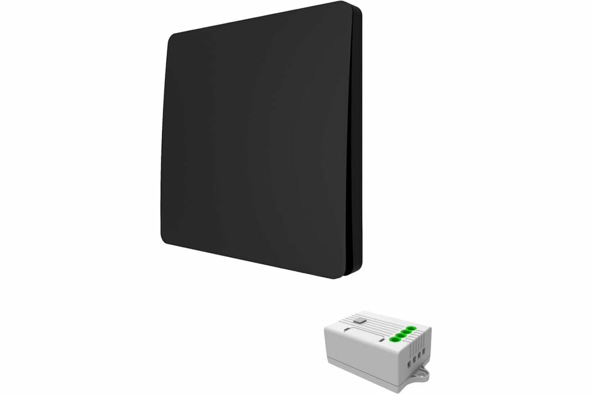 Умный беспроводной выключатель GRITT Space 1кл. черный комплект: 1 выкл. IP67, 1 реле 1000Вт 433 + WiFi с управлением со смартфона, S181110BLWF