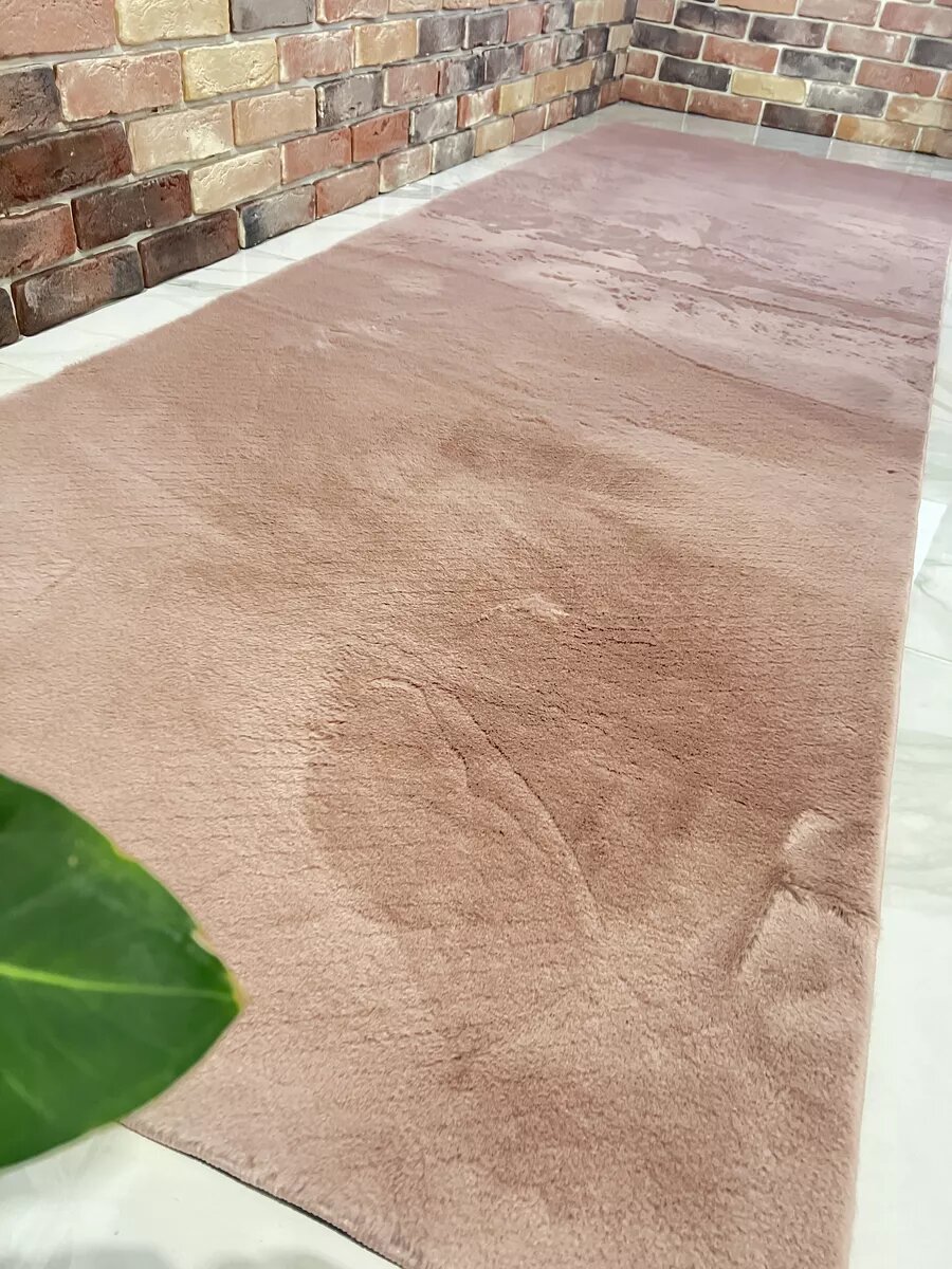 Коврик Natali's Carpets латексное напыление розовый имитация кролика 80х150 см