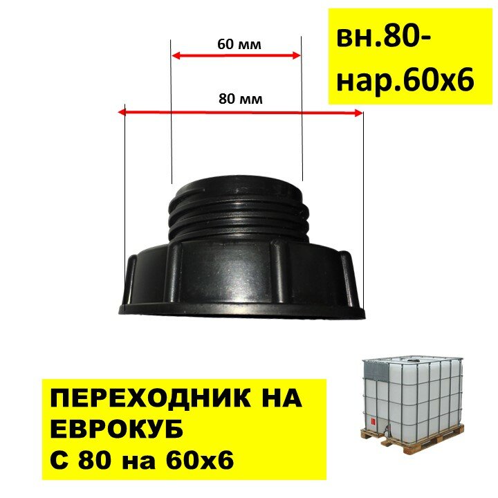 Крышка-переходник на Еврокуб 80мм Х 60 крупная резьба с шагом 6