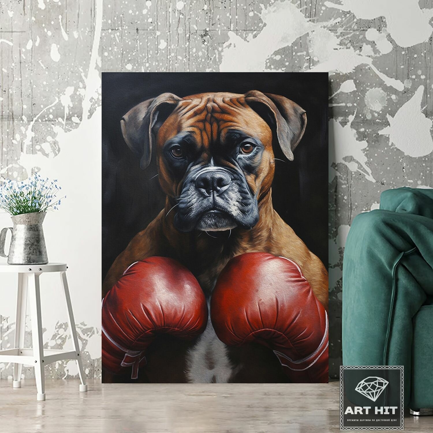 Картина немецкий боксёр, 30х40 см.