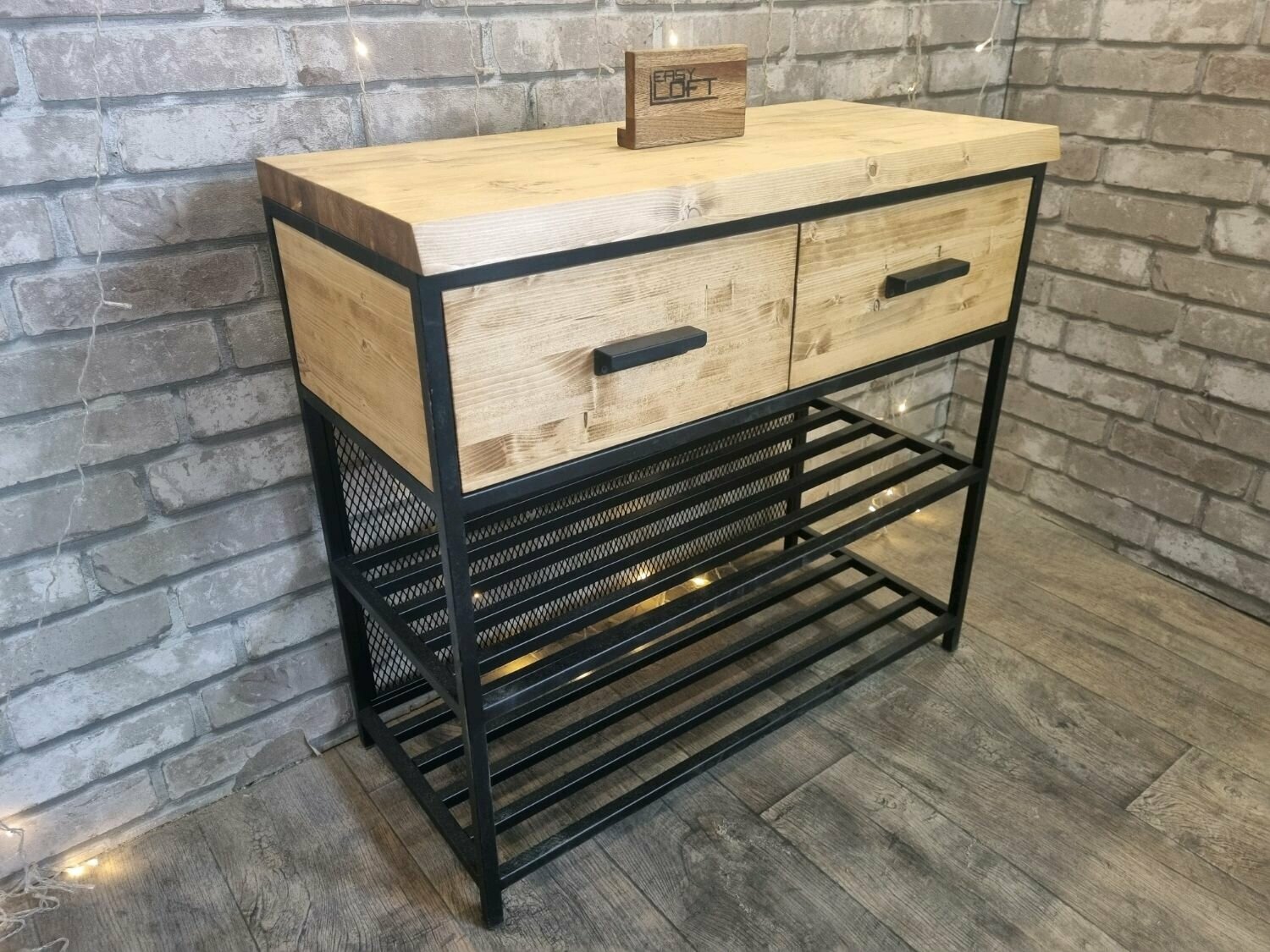 Консоль "EasyLOFT" в стиле лофт, с ящиками, обувница, 90х33х84 см.