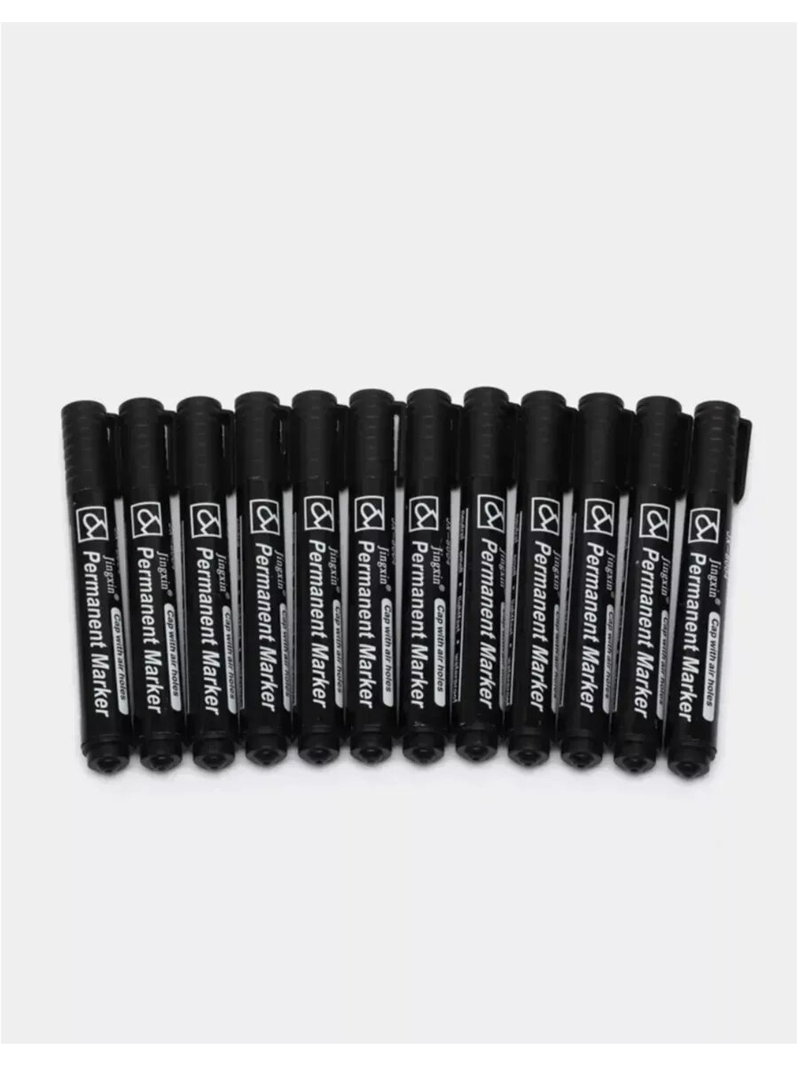 Набор перманентных маркеров Permanent Marker, черные, быстросохнущие, 12 шт.