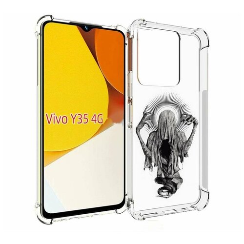 чехол mypads змея на руке рисунок для vivo y35 4g 2022 vivo y22 задняя панель накладка бампер Чехол MyPads страшная змея в мантии для Vivo Y35 4G 2022 / Vivo Y22 задняя-панель-накладка-бампер