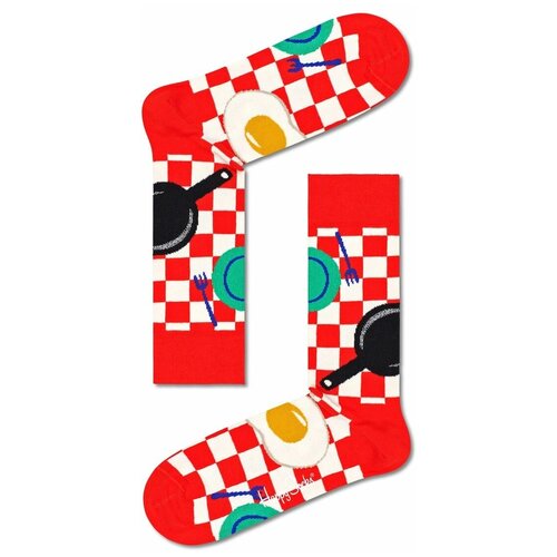 Носки Happy Socks, размер 25, красный, мультиколор низкие носки eggs sunny side up low sock с цветной яичницей размер 29 цвет черный