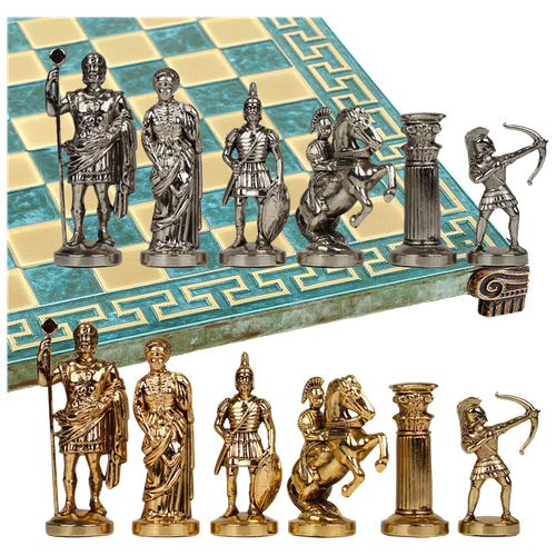 Шахматы с фигурами из бронзы Античные войны, 28 х 28 см KSVA-MP-S-15-28-MTIR