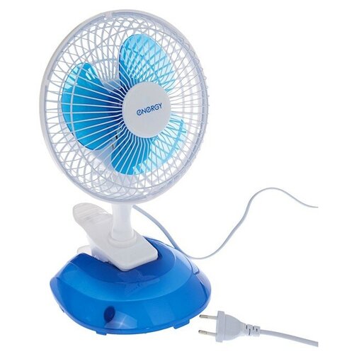 Вентилятор ENERGY EN-0601 настольный прищепка подставка 15 Вт 2 скорости бело-синий 1132500₽