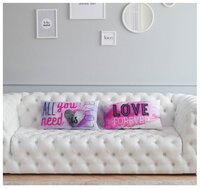 Подушка декоративная Этель Ранфорс LOVE FOREVER, 70 x 40 см розовый/черный/белый