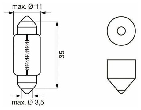 Лампа Bosch C5W 12V, комплект 2 шт, 1987301004