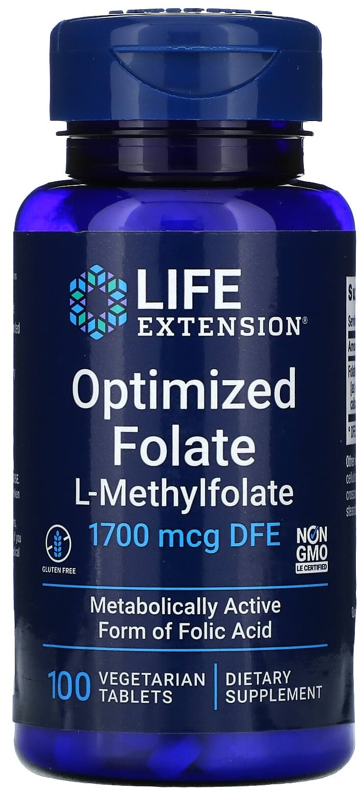 Таблетки Life Extension Optimized Folate