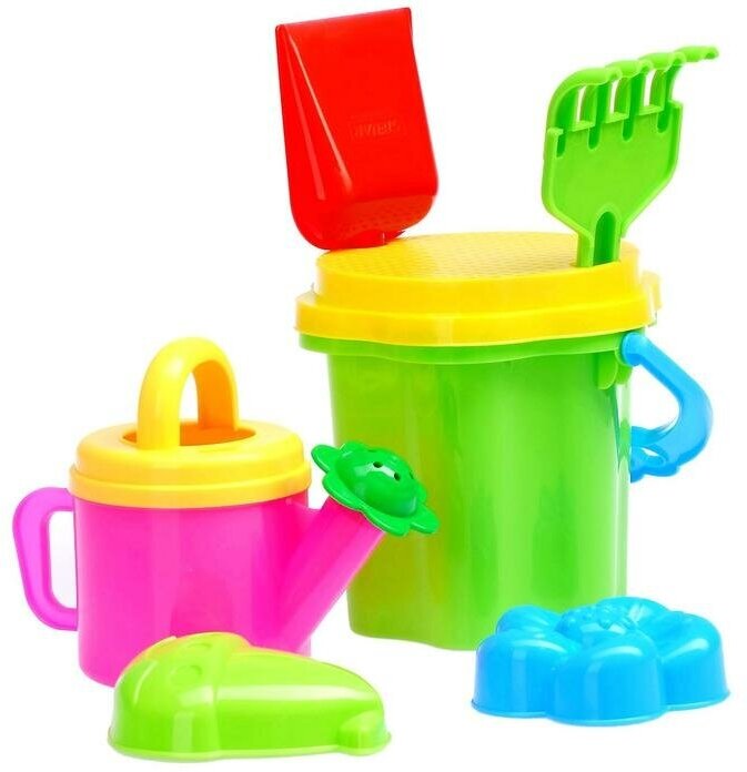 Песочный набор № 108 ведро-цветок STELLAR, 7 предметов, микс