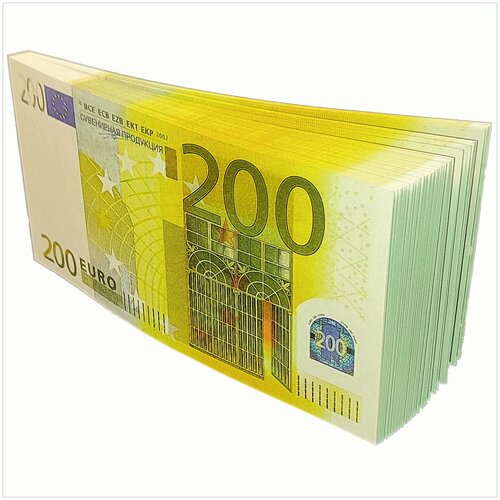 Блокнот-визитка пачка денег 200 евро / Записная книжка / Блокнот в линейку, 80 л.